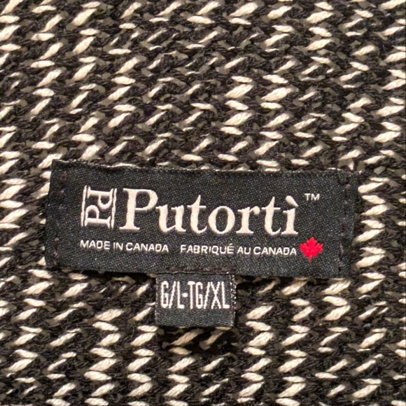 Vintage Putorti L/XL Chunky Black and White Knit Duster with Back Detail - Picture 8 of 8